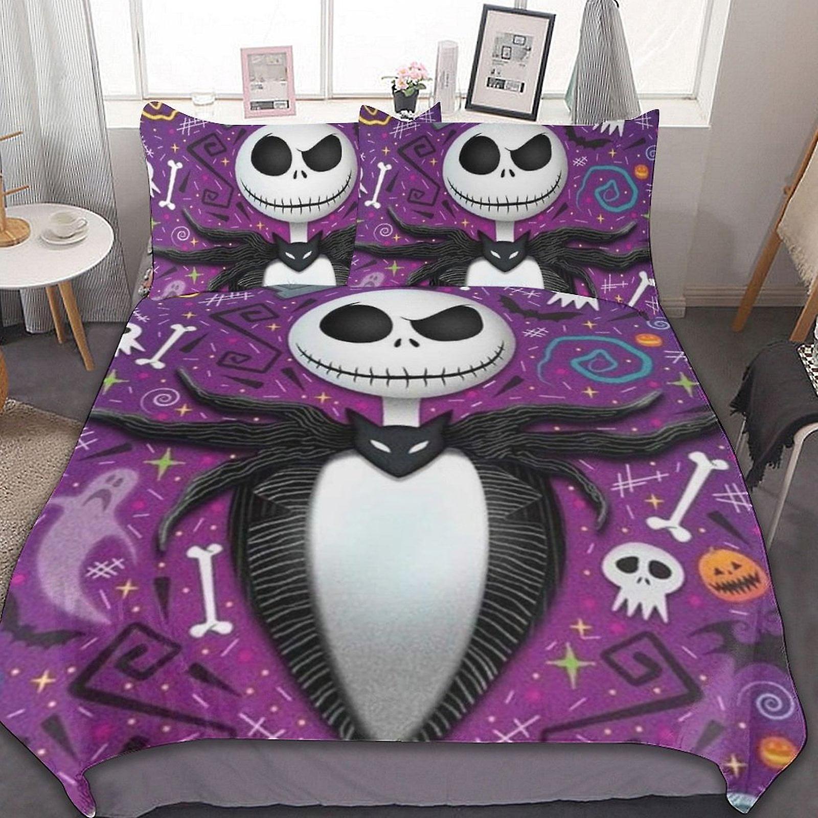 الكابوس قبل عيد الميلاد 3 قطع ملاءات السرير مجموعة غطاء لحاف تنفس مع 2 وسادة شام لينة جميع الفصول مجموعة الفراش