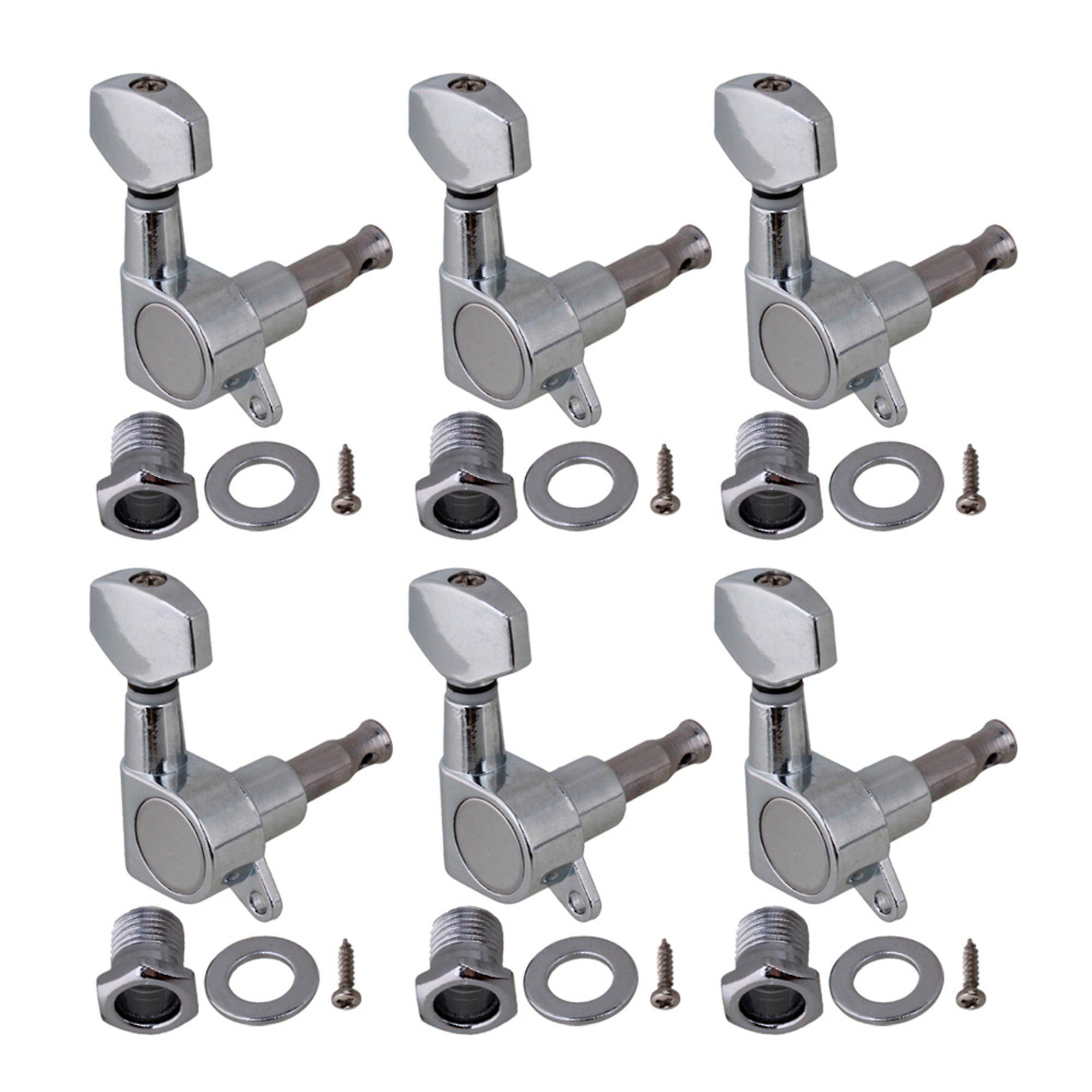 1 Set of 6 Right hand guitar machine heads w/screw Chrome
