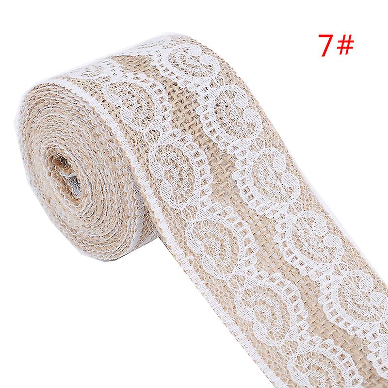 2Meter/Roll Jute Burlap Hessian Lace Ribbon White Lace Trim Edge Party Decor