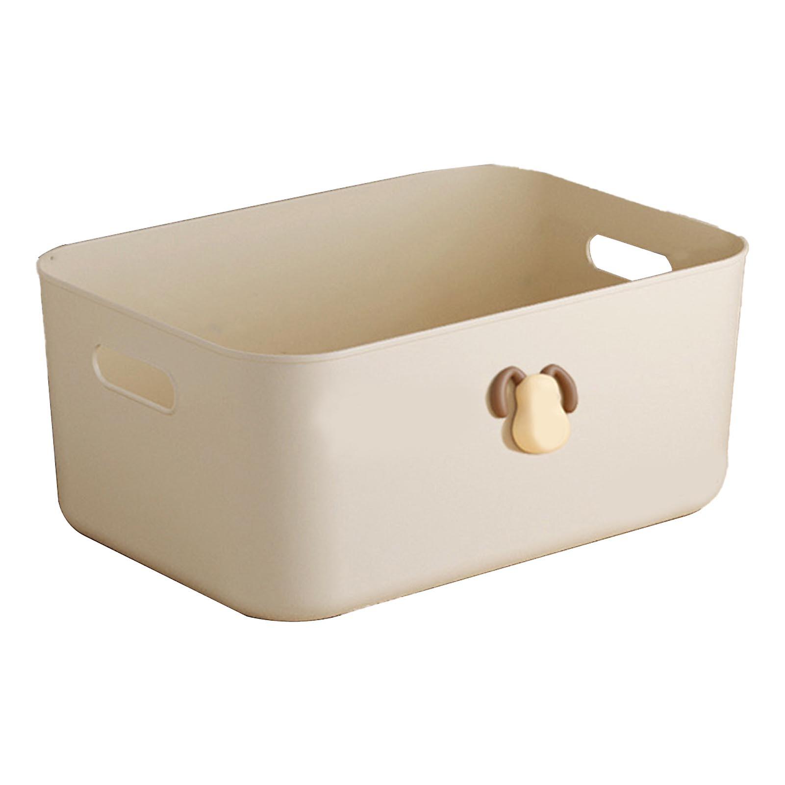 Storage Box Plastic Large Capacity Cream Style with Lid Organizing Bin for Toy Clothes Snacks Cosmetics Tall Model M Size