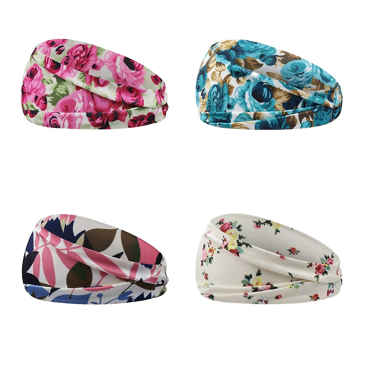 4Pcs Bohemian Headband Running Yoga Sweat-absorbing Broadside Hair Band