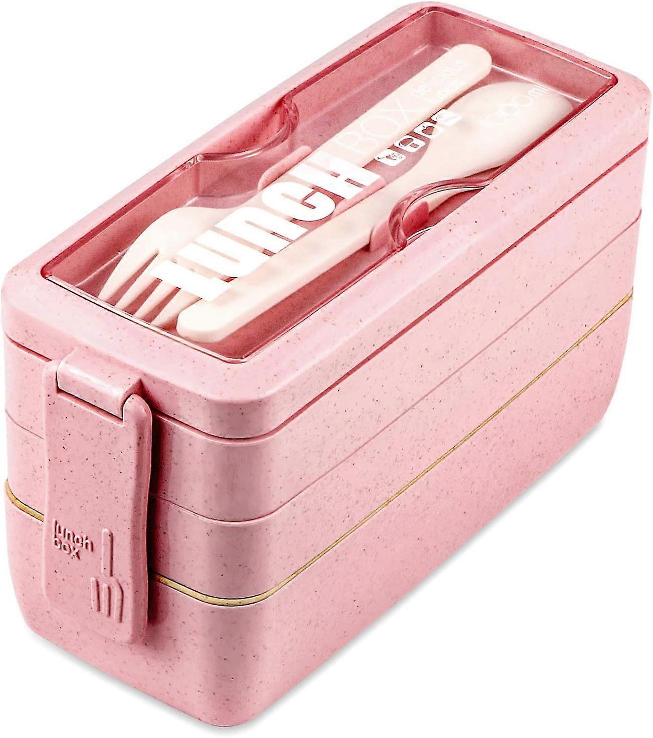 Bento Box Lunch Box, Compartment Containers - Wheat Straw, Leakproof Eco-Friendly Stackable Bento Lunch Box