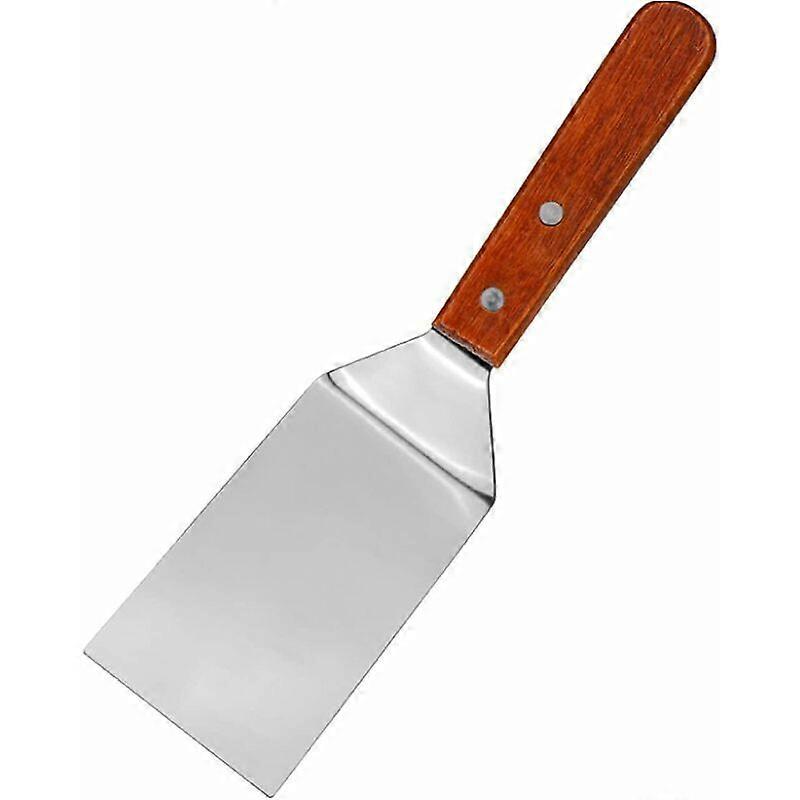 Stainless Steel Spatula, Wooden Handle Scraper, Barbecue Spatula Grill Accessories, Used for Baking Pizza and Cutting Food