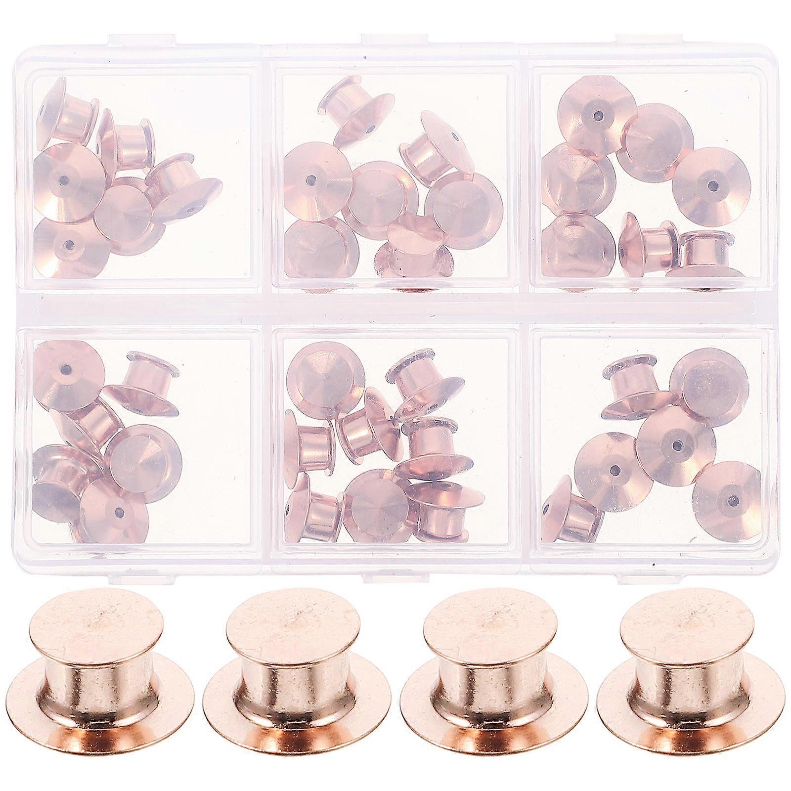 1 Box of Alloy Enamel Lapel Pin Backs Lapel Pin Backs Pin Safety Backs Flat Round Pin Clasp Rose Gold