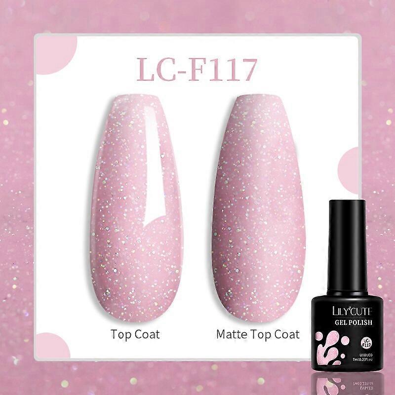 7ml Reflective Nail Gel Polish Sparkling Effect Top Coat Glitter Iridescent Semi Permanent Soak Off UV LED Gel VarnishLC-F117