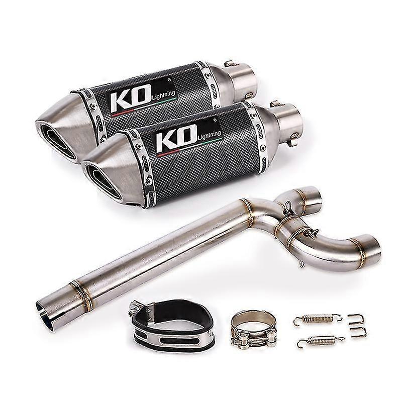 unique pipeMotorcycle System Dual-outlet Pipe Mid Link Tube Slip On 51mm Mufflers Removable DB Killer For Yamaha FZ6 FZ6N FZ6S