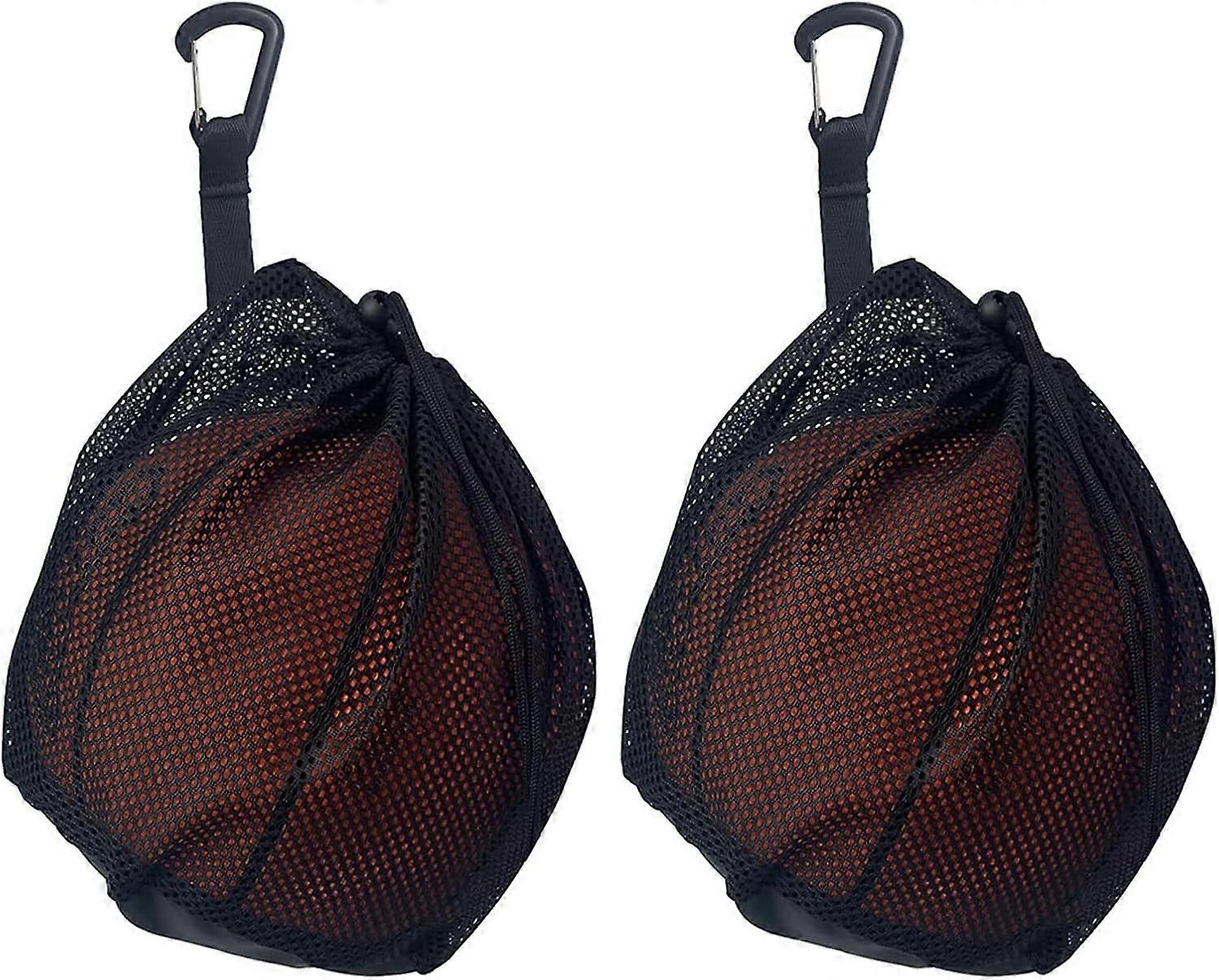 Ball net, ball bag, 2 pack soccer net with drawstring, foldable net, can hold 1 ball, for storing and carrying basketballs, soccer balls and volleybal