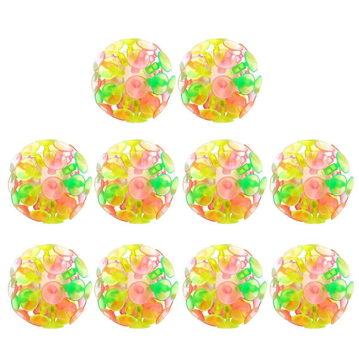 10 Pcs Childrens Suction Cup Ball Creative Children Sticking Toy Glowing Parent-child Interaction Balls Kids Plaything for Boys and Girls