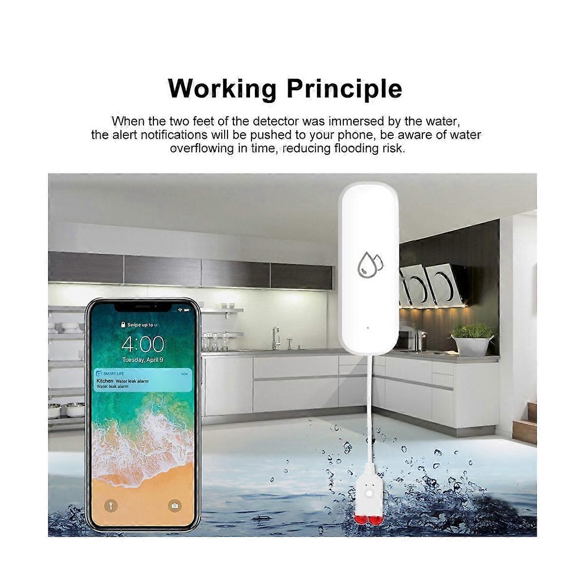 Tuya Water Leakage Sensor Detector WiFi Flood Water Leak Sensor Home Protection Alarm System Smart