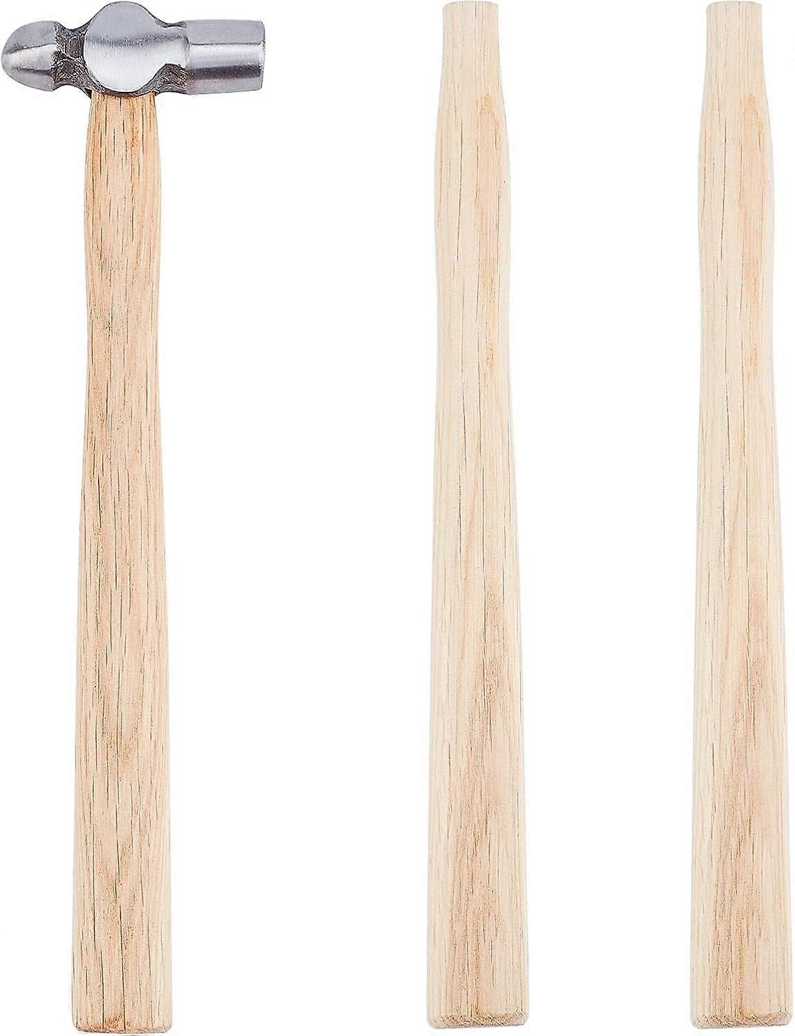 1pc Ball Peen Hammer with Two Spare Wooden Handle 4oz Dual-Headed Carbon Steel Hammer Heavy-Duty Metalworking Hammer for Household Workshop Metal Form