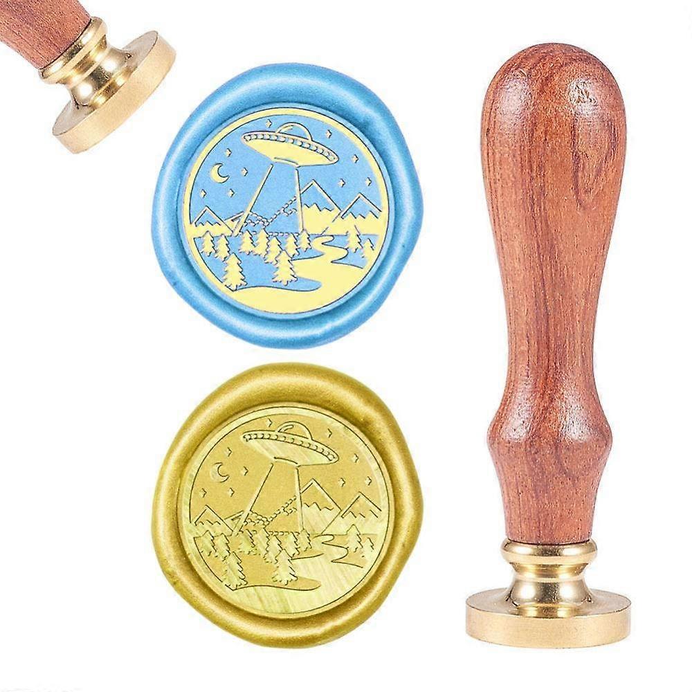 UFO pattern Wax Seal Stamp With Removable Vintage Retro Brass Head