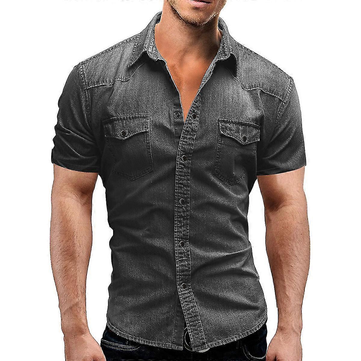 Herren Denim Kurzarm Shirt