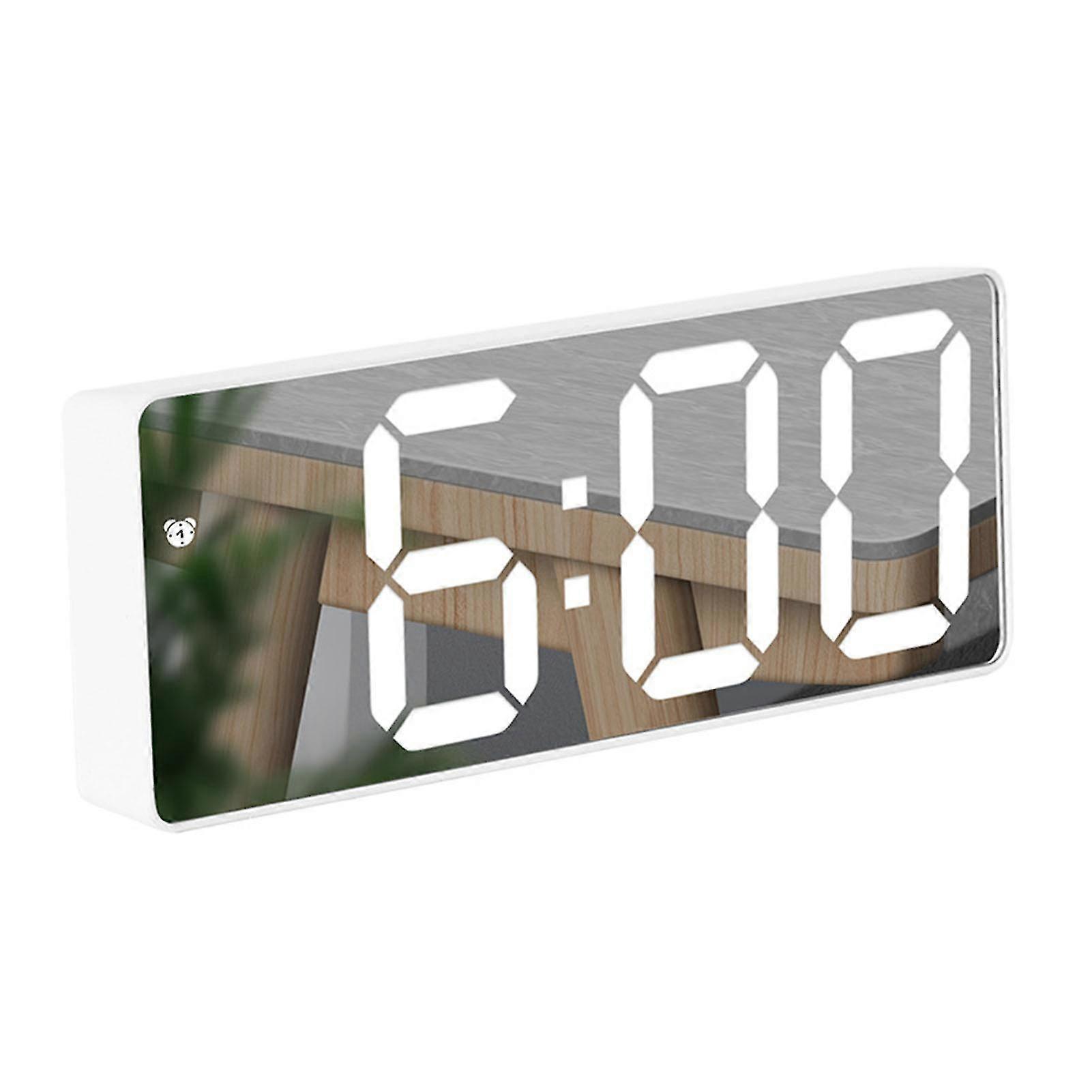 Simple Led Mirror Alarm Clock Rectangular Silent Electronic Clock For Bedroom And Living Room