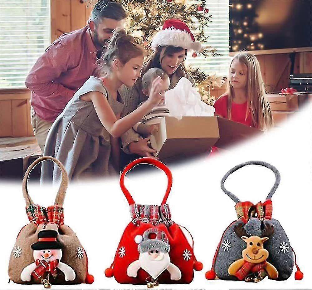 Christmas Gift Doll Bags With Drawstring & Handle, 3d Christmas Candy Bag