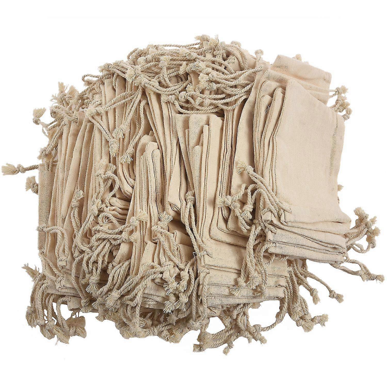 100 Pcs Small 100% Cotton Drawstring Bags 10x15 Cm