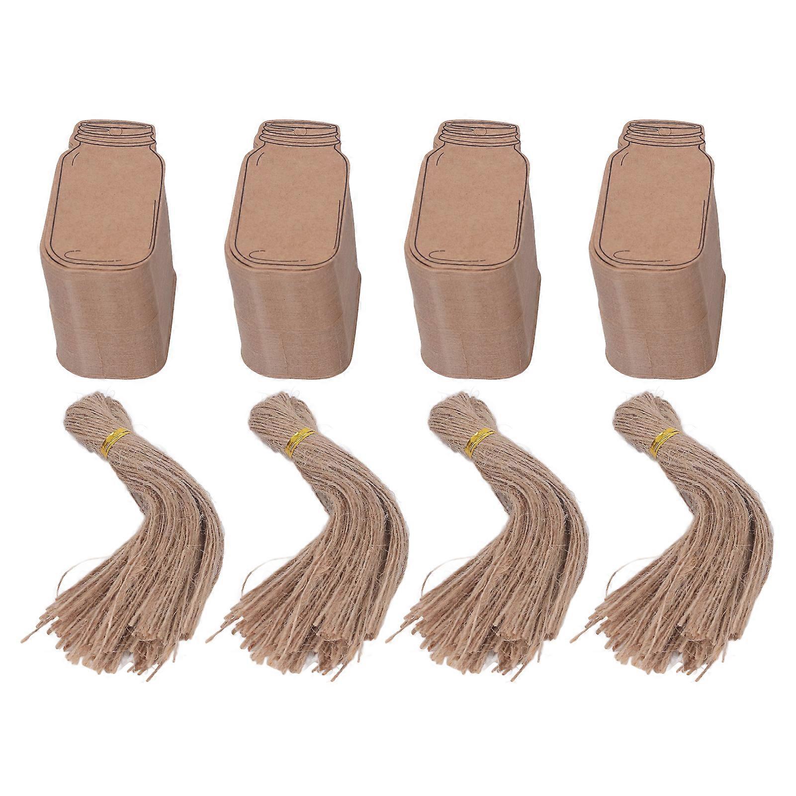 400pcs 4 Packs Kraft Paper Tags DIY Gift Tags Craft Hanging Tags with String for Wedding Thanksgiving Christmas