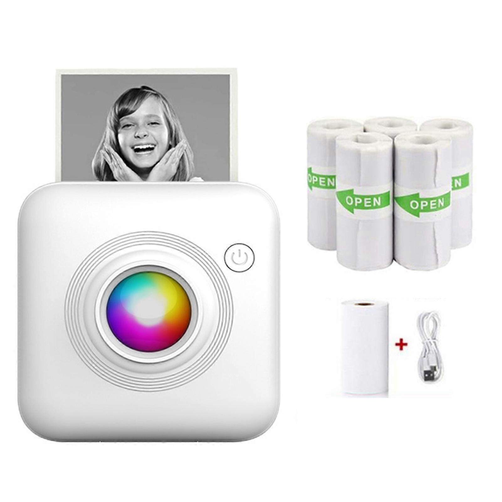 Bluetooth-Compatible Smart Pocket Inkless Printer Rechargeable Compact Mobile Printer for Home School