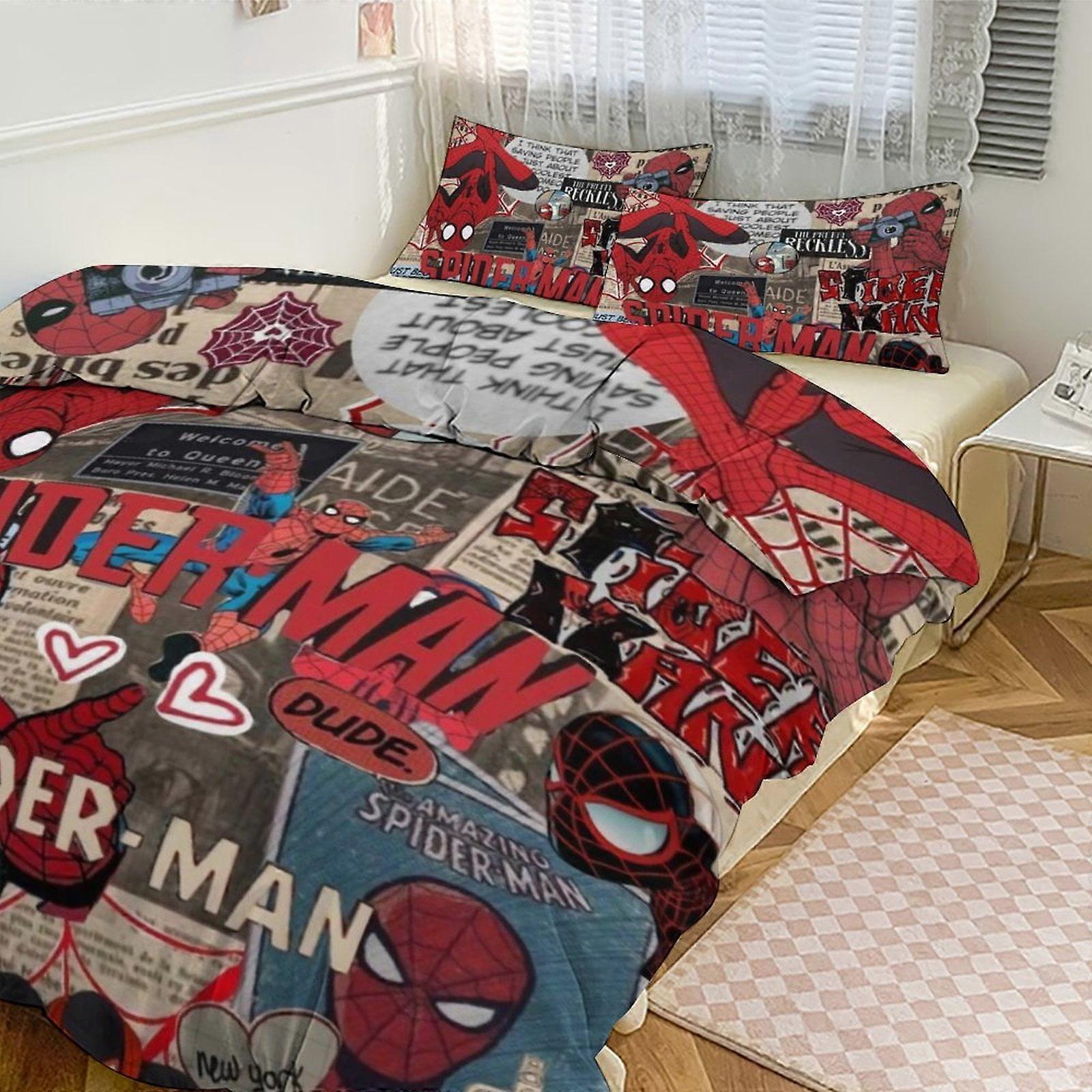 Lençóis g156 Conjunto de Cama com Estampa de Homem-Aranha Padrão Conjunto de Edredom Enseada 3 Peças 1 Capa de Colcha e 2 Fronhas para Mulheres Homens Adolescentes tq156 Lençóis