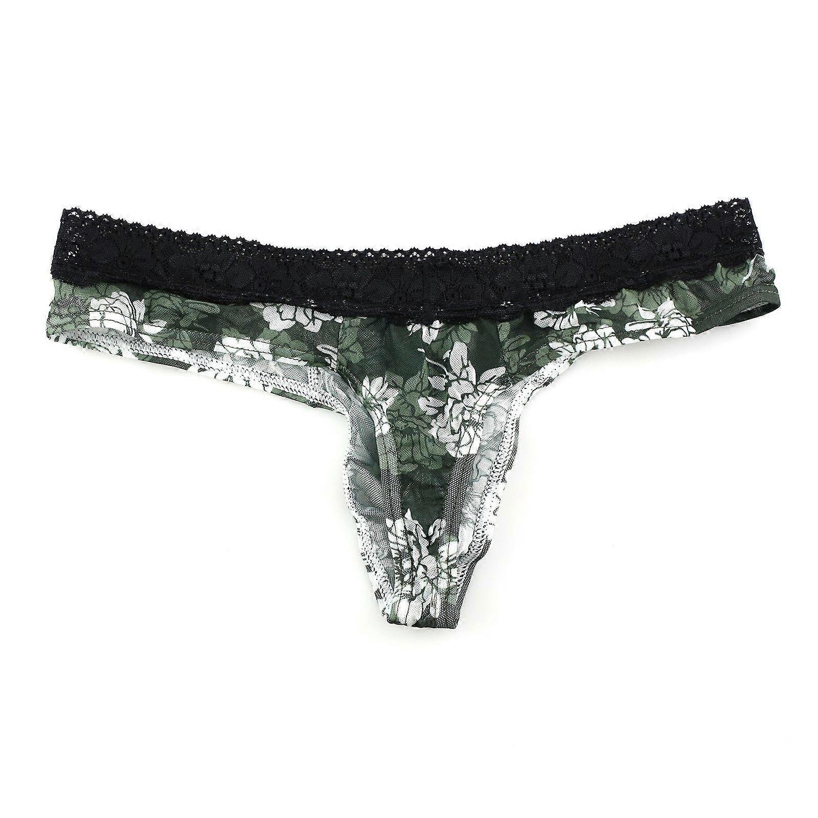 Thong byxor för mäns underkläder tryckta genomskinliga spetsar andningsbara kalsonger