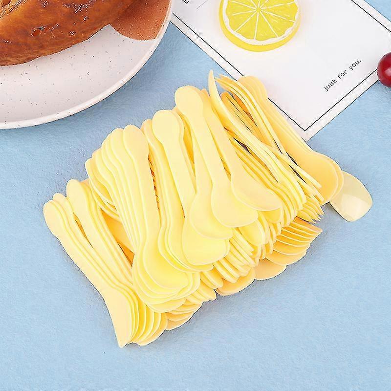 100pcs Mini Plastic Spoons Flatware Spoons For Jelly Ice Cream Dessert Spoons