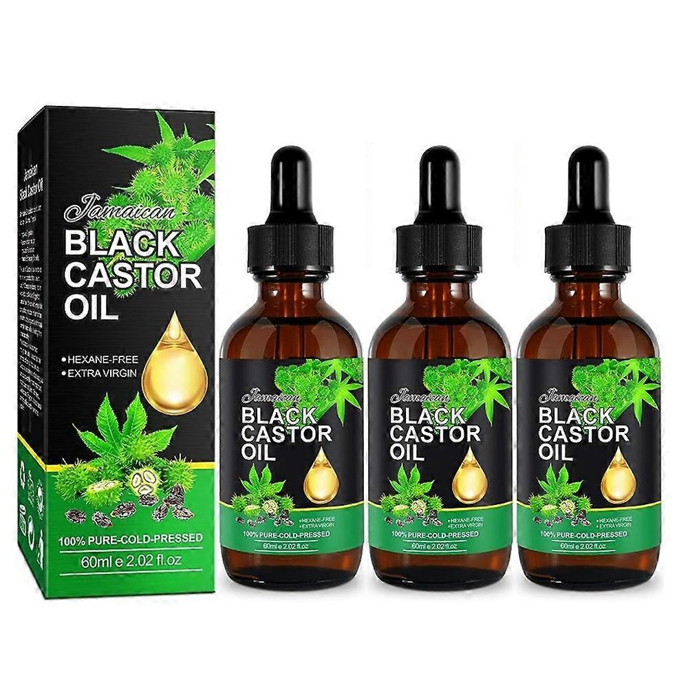 3X زيت الخروع الأسود الجامايكي ، زيت الخروع الأسود الطبيعي النقي 100٪ للشعر ، علاج الشعر التالف والجلد الجاف ، زيت مضغوط على البارد لنمو الشعر