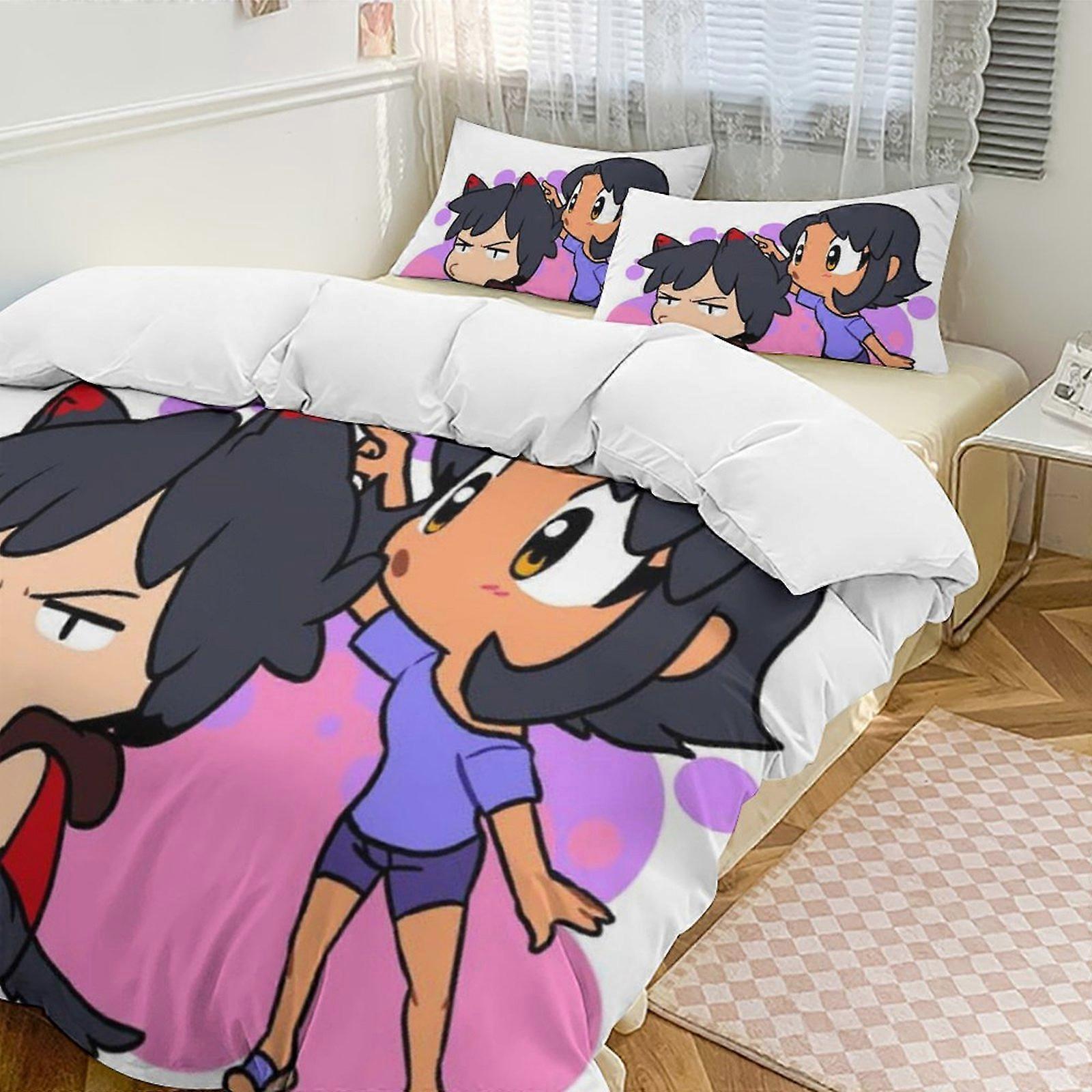 v22 Aphmau 2 Capa de Edredom de Cama Conjuntos de Cama de Microfibra Conjuntos de Edredom Leve de 3 Peças, 1 Capa de Edredom e 2 Fronhas para Crianças aa22