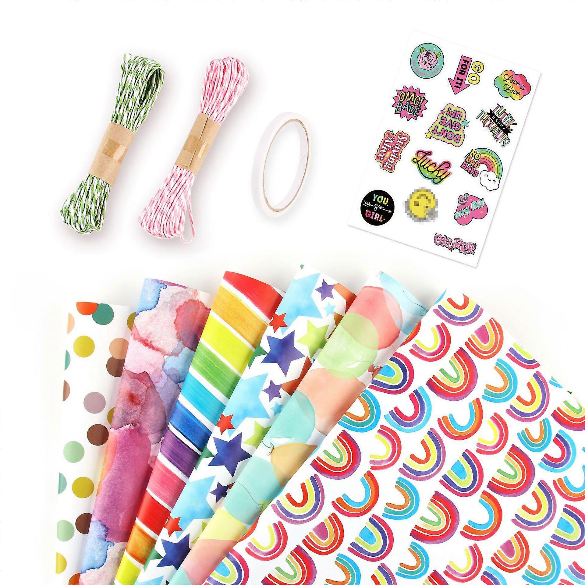 Holiday Reversible Wrapping Paper Bundle Set, (Pack of 6, 50X70CM) Multi-color