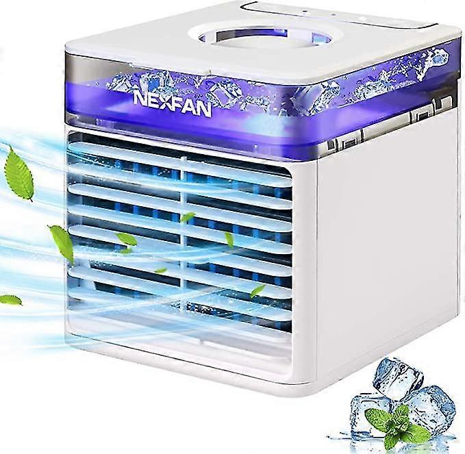 Mini Portable Air Cooler, Nexfan Mini Portable Air Conditioner Fan 4 In 1 Personal Evaporative Cooler, Humidifier With 7 Color Led Light (white)