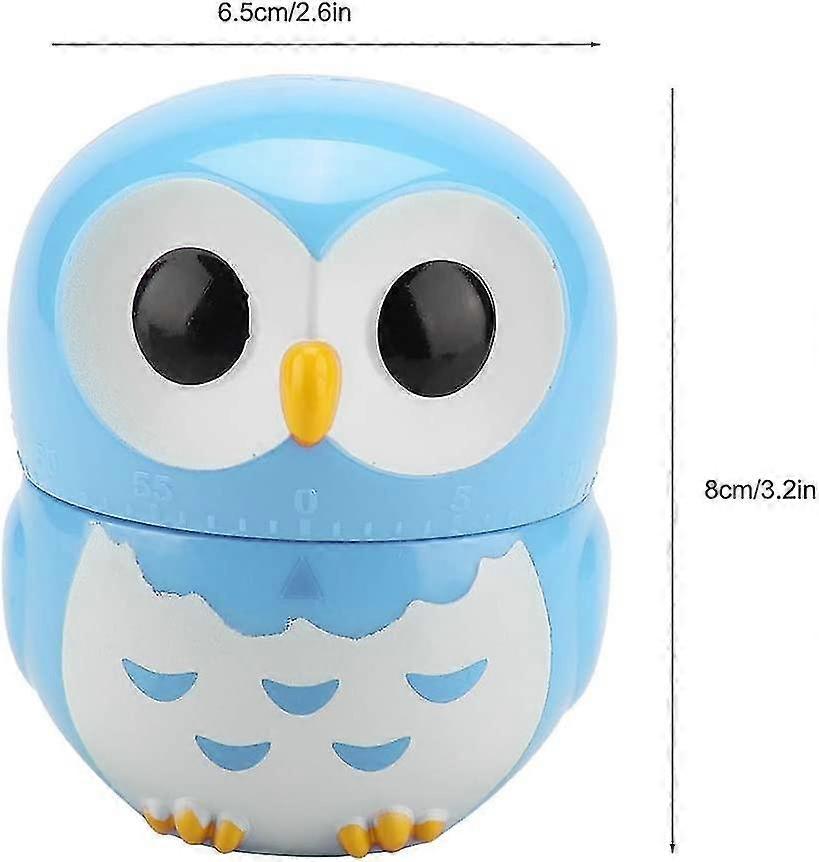 Kitchen Timer, Cute Owl Shape Manual Kitchen Timer (color : Blue)