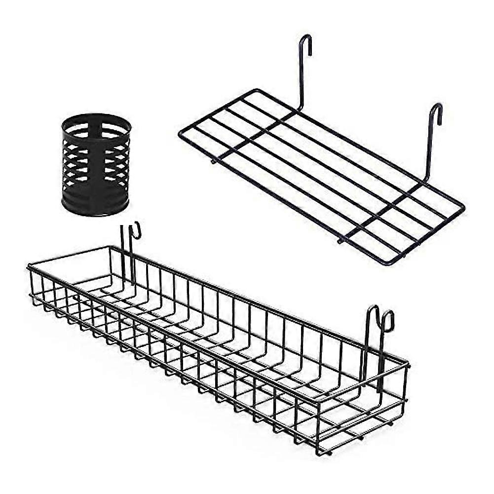 Grid Wall Shelves Basket With Hooks,bookshelf,display Shelf For Wall Grid Panel,wall Mount Organizer