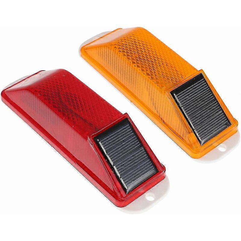 2Pcs Solar Strobe Warning Light Sensitive Strobe LED Warning Lamp Super Bright Waterproof Flash Traffic Lights Road Construction Signs for Outdoor