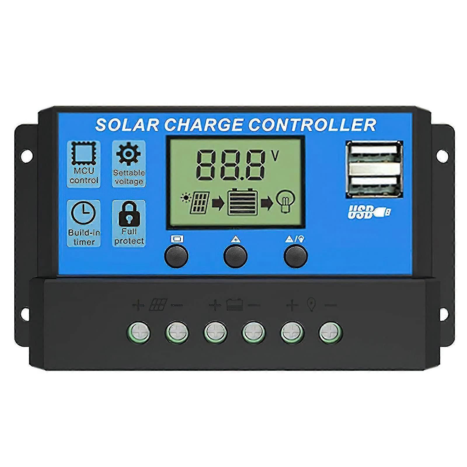 Solar Charge Controller, 30a Solar Panel Controller 12v/24v Pwm Auto Parameter Adjustable Lcd Display Solar Panel Battery GuanGuan
