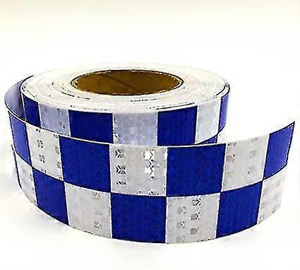 حزام أمان عاكس مقاوم للماء متقلب (أزرق أبيض 5 سم * 25 متر) ملصق تحذير من المخاطر مع رؤية عالية و RO عاكس لاصق قوي