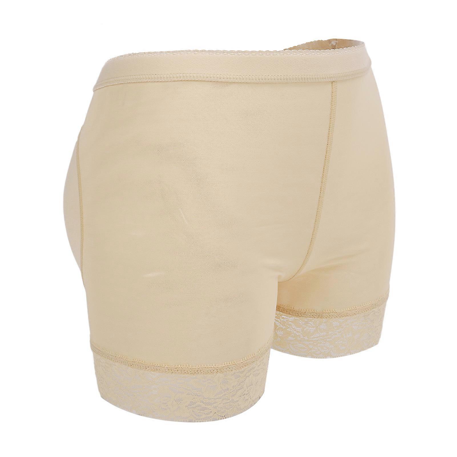 Hip Lifting Underpants Lace Trim Elastic Breathable Khaki Butt Lifter Panties for Women M