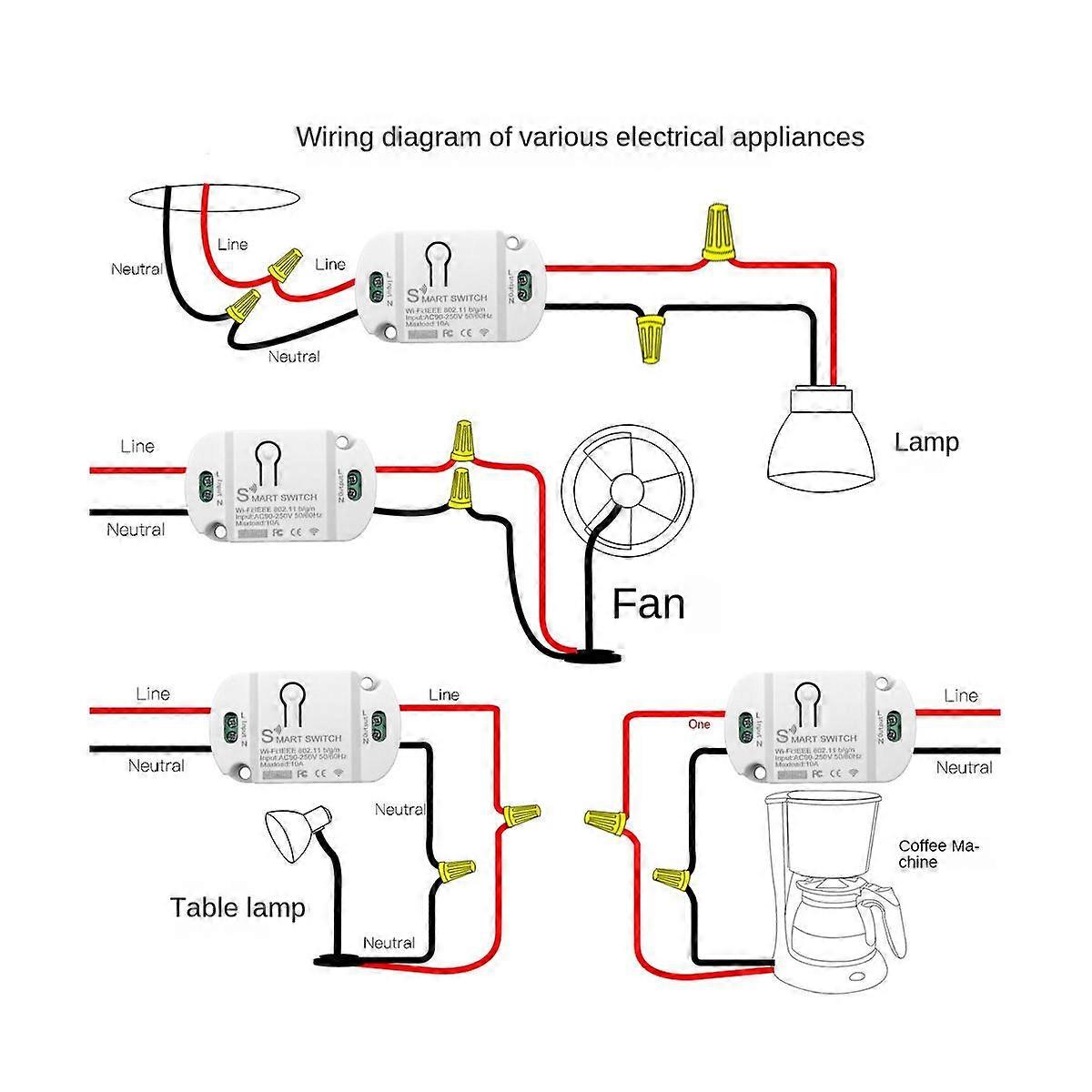 Tuya Wifi Smart Switch 10A Minuterie Sans Fil LED Lumière Smart Life APP Module D’automatisation de commande vocale
