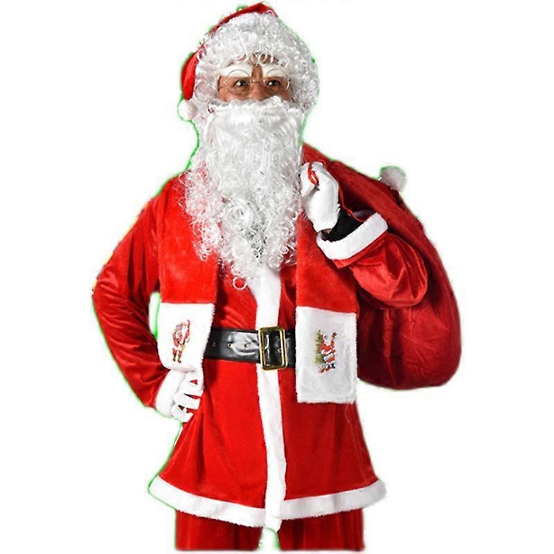 MIMIGO Different Set Santa Suit Adults Men Red Velvet Santa Claus Costume for Christmas Party Cosplay Red Classic Color