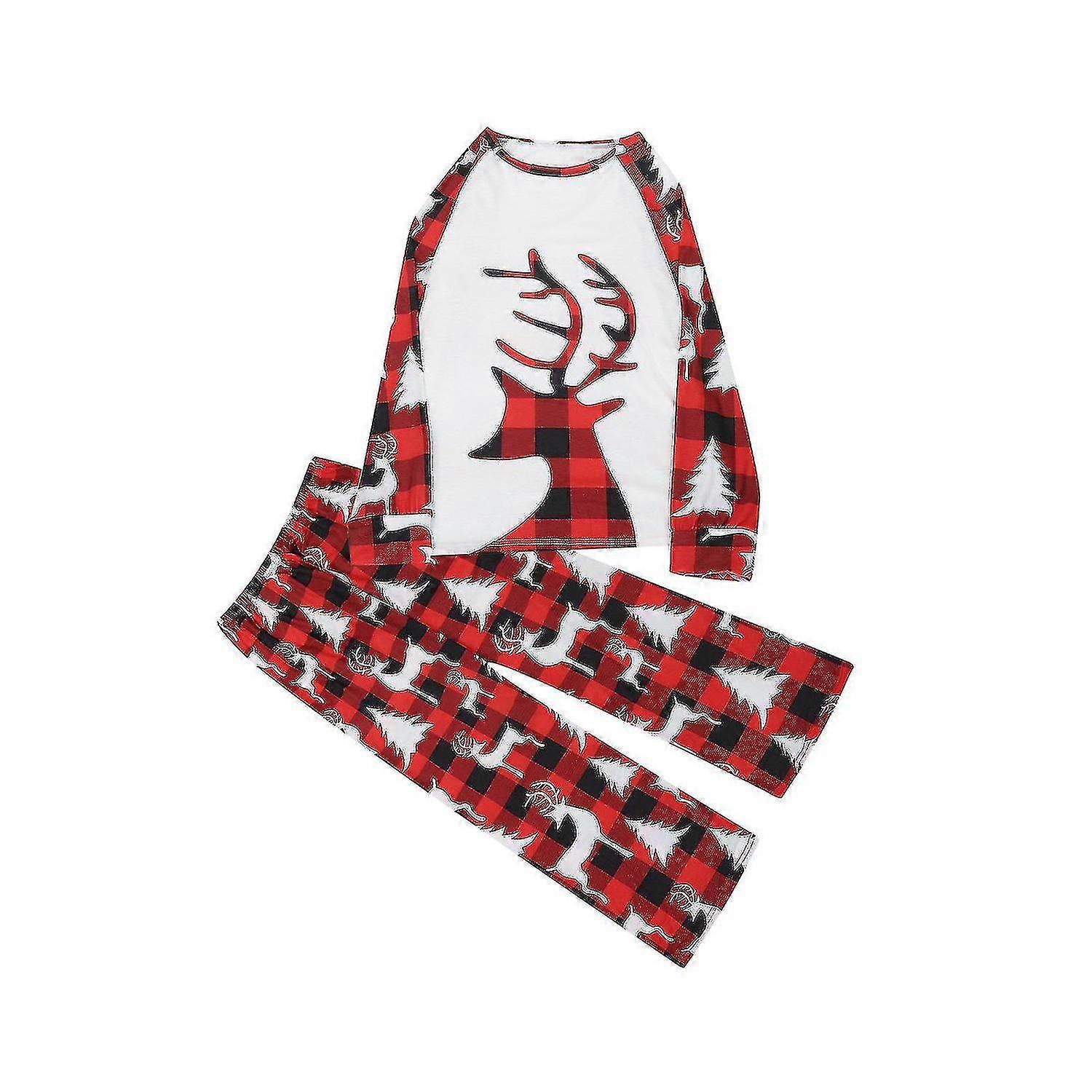 Eşleşen Aile Noel Pijama Seti Noel Aile İçin Set Kırmızı Ekose Üst Ve Uzun Pantolon Sleepwea