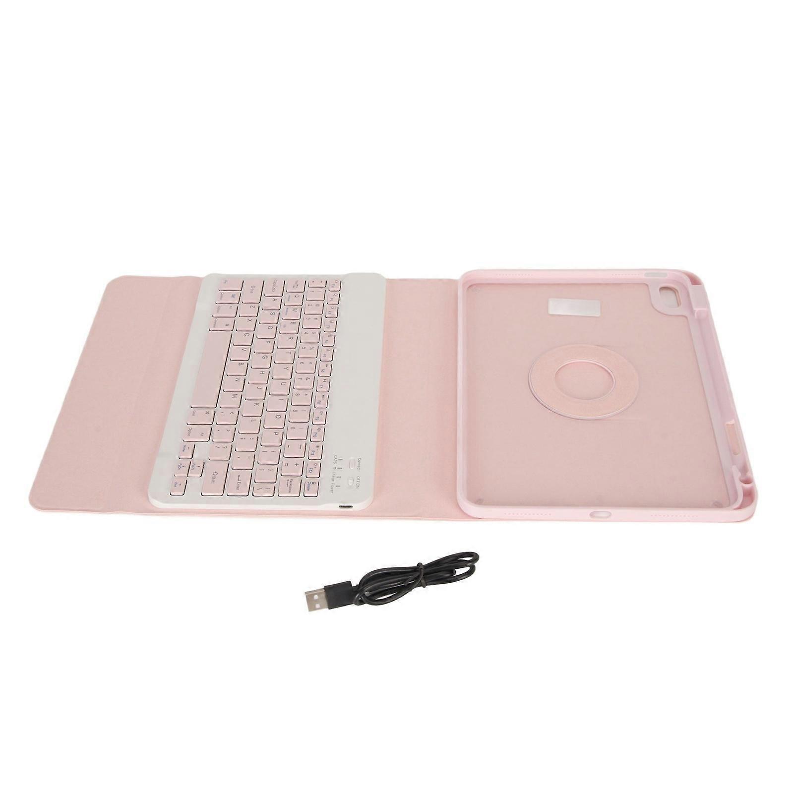 Tablet Keyboard Rotating Protective Case Precise Cutout Auto Sleep Wireless Keyboard for IOS Tablet 10.9in 2022 10th Gen Pink