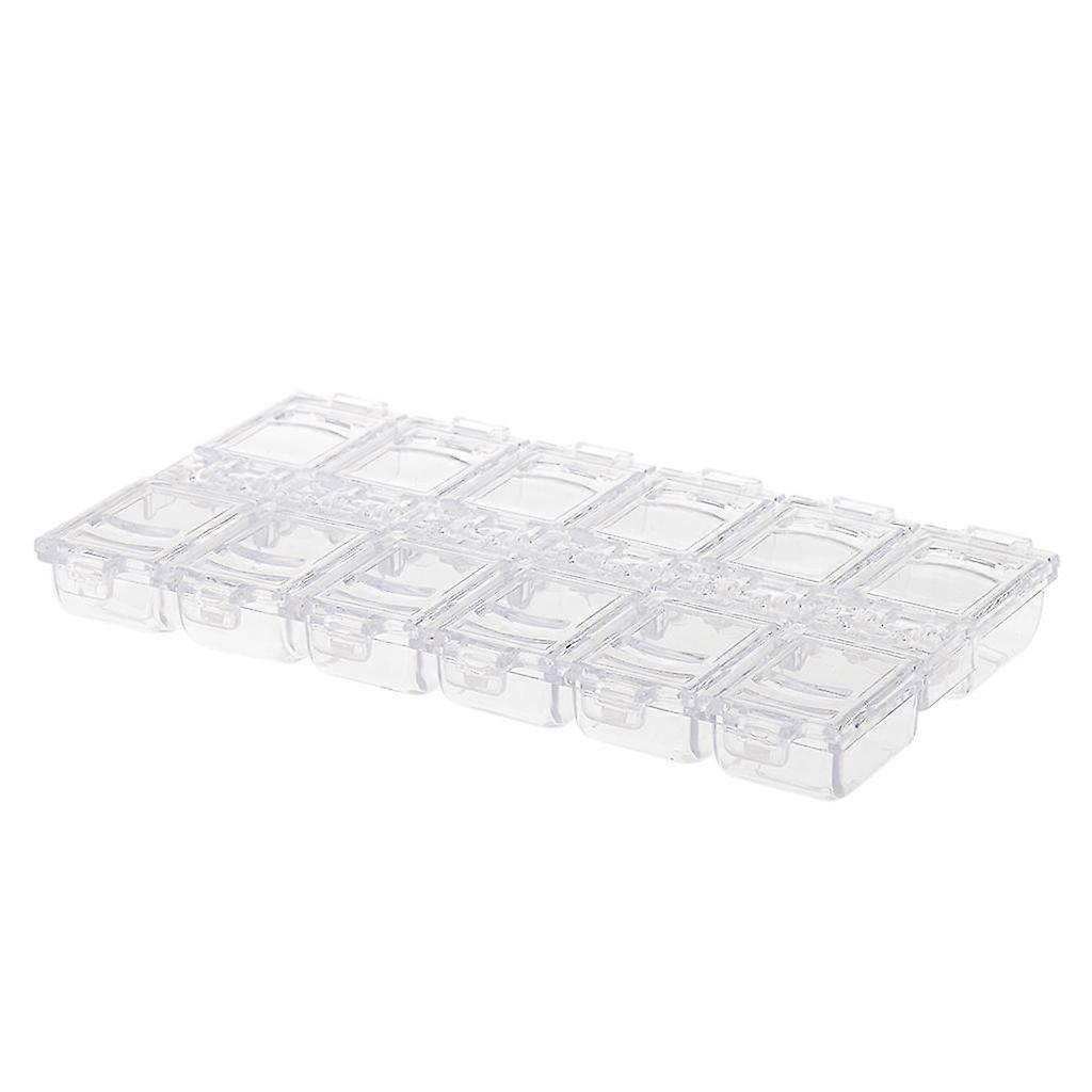 Nail Art Tips Rhinestone Beads  Empty Storage Container Box Case 12 Grids - Rose Red