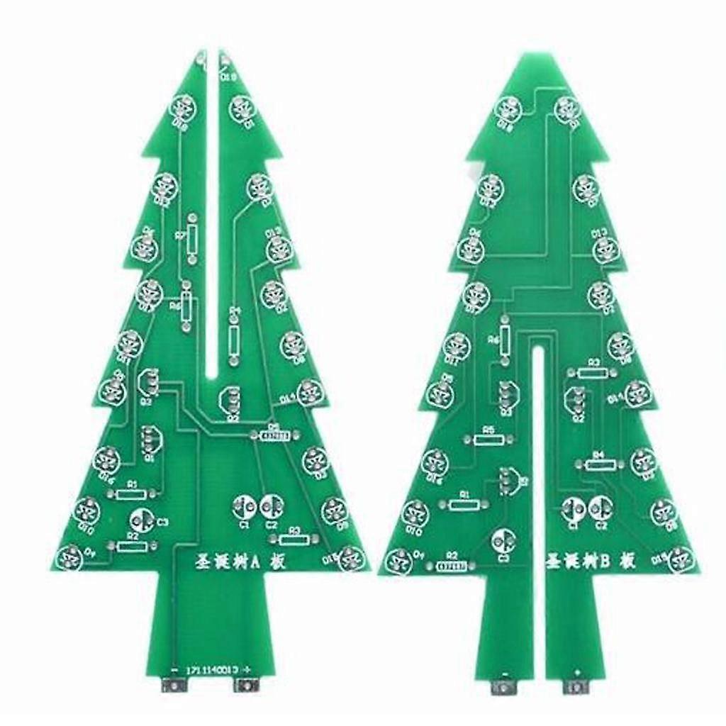 2x 3D Christmas Tree Led Flashing Light Diy Kit 7 Color Flash Circuit Led