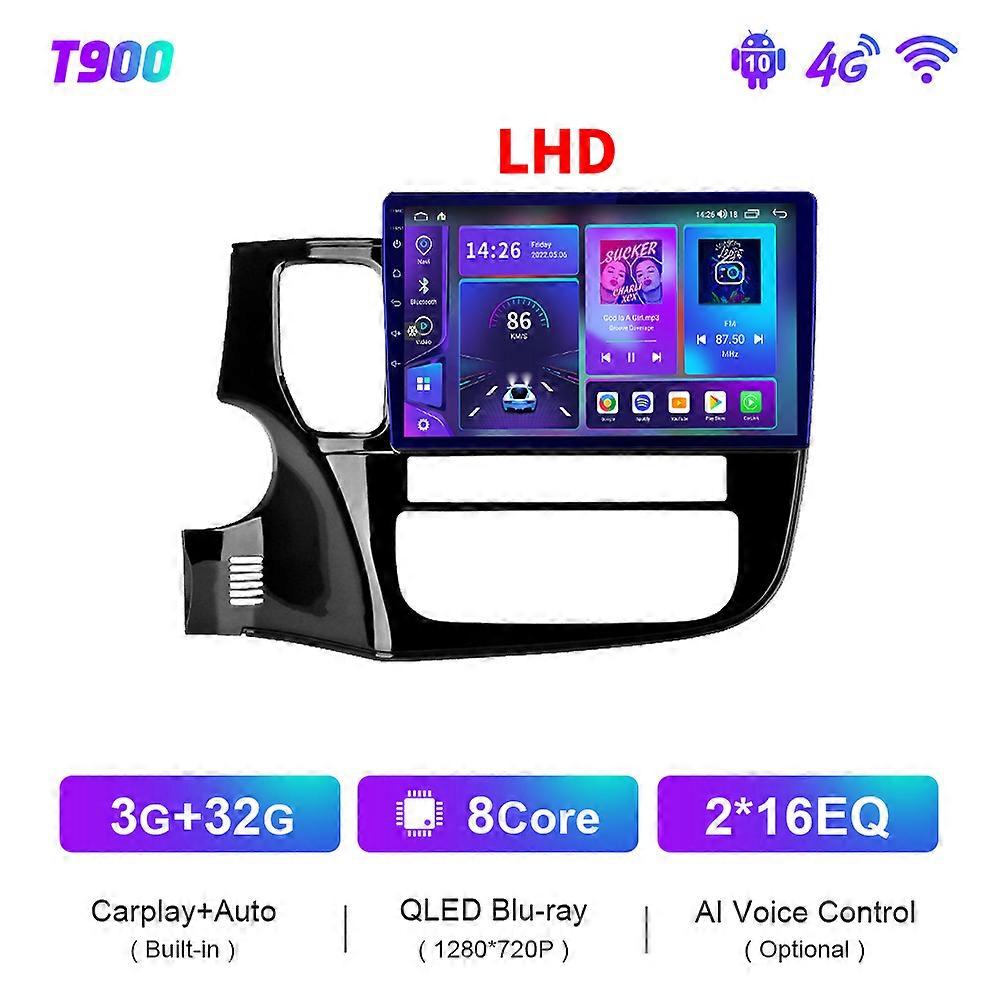 三菱アウトランダー3 GF0W GG0W 2012-2018カーラジオDSPマルチメディアプレーヤーナビゲーションGPS Androidオートステレオ用T900 QLED