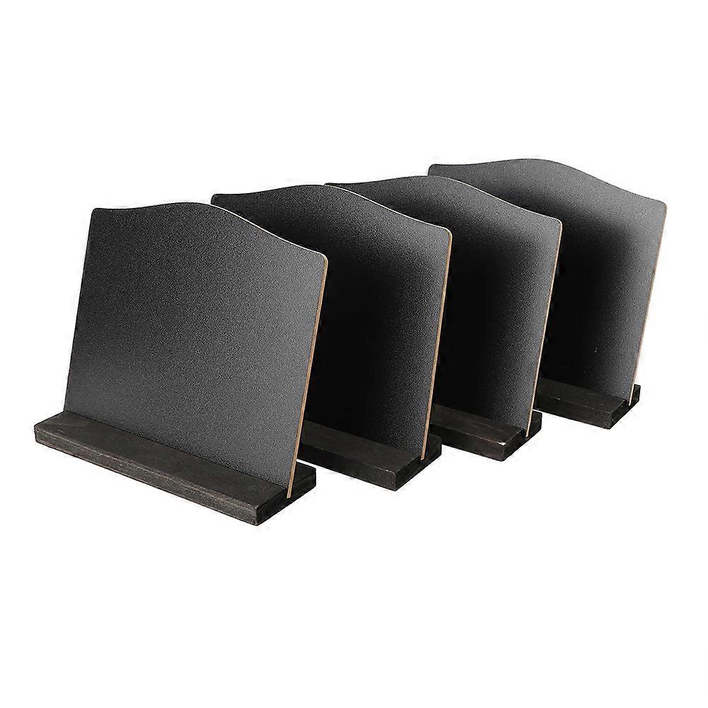 4pcs Small Double sided Black Notice Blackboard Mini Chalkboard  Message Note Display Stand with Base