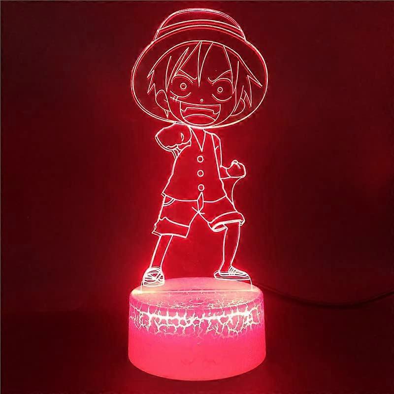 One Piece Luffy 3D Illusion Night Light Lamp Smart Touch, RGB Effect USB Cable Powered Creative 3D Japanese Anime Lamp