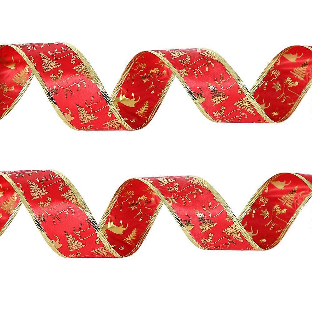 Fine linen bronzing bow ribbon Christmas decoration DIY string lights double layer gold edge ribbon