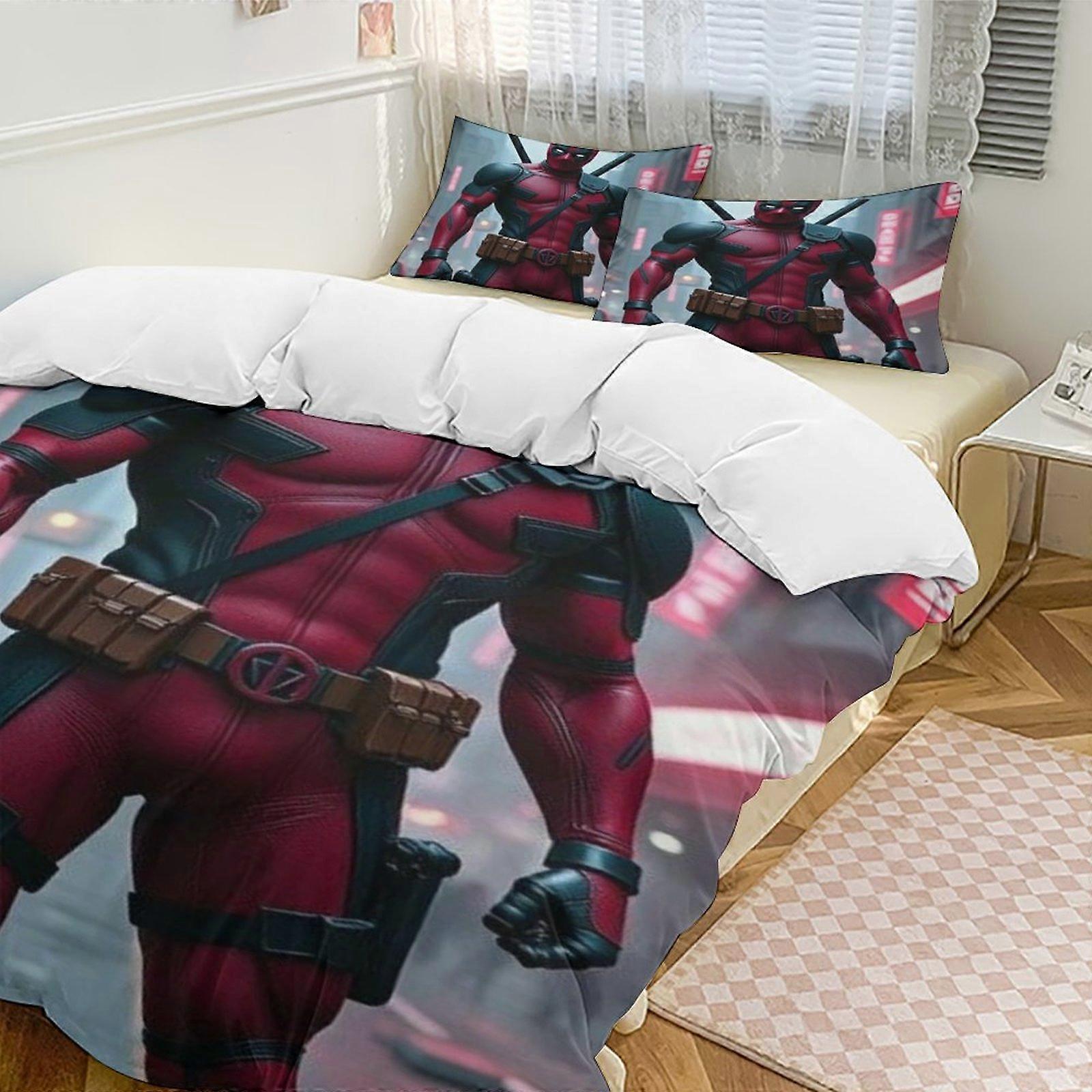 Bedding set Gs136 Deadpool Down Duvet Cover Microfiber Bedding Set Lightweight 3-Piece SetLightweight and comfortable SH136