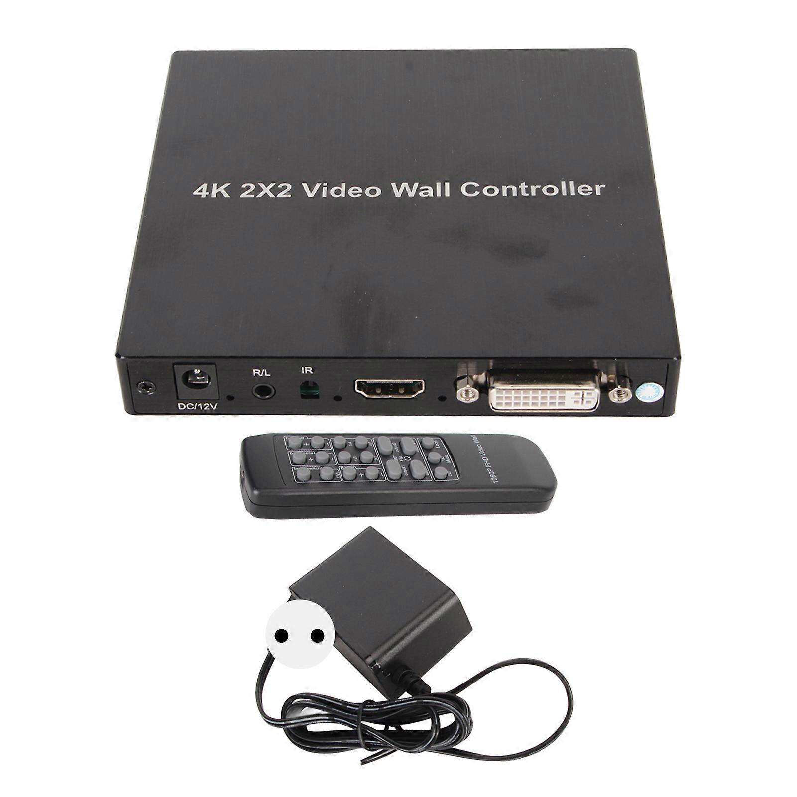 2x2 TV Splicer 4K 1 Input 4 Outputs 180 Degrees Rotatable TV Video Wall Controller for Television 100240V