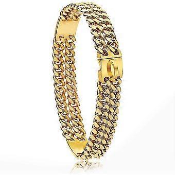 18k Gold Plated Charm 24mm Wide Heavy Duty Strong Cuban Chain Link Dog Collar With Steel Buckle
