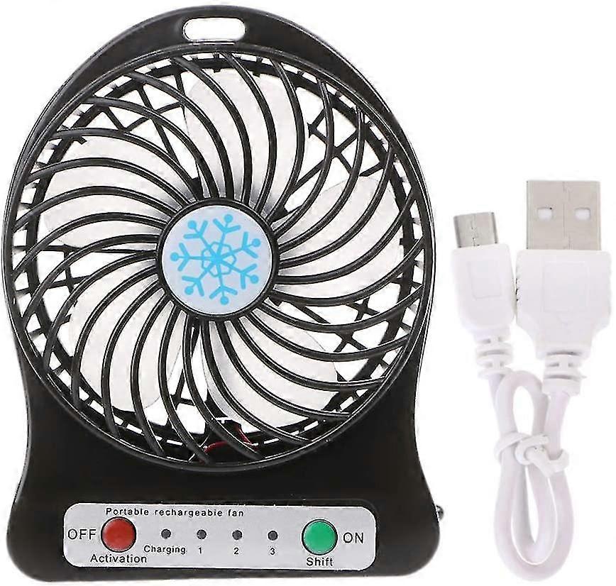 Mini USB Desk Fan, Rechargeable Battery Powered with Ambient Light