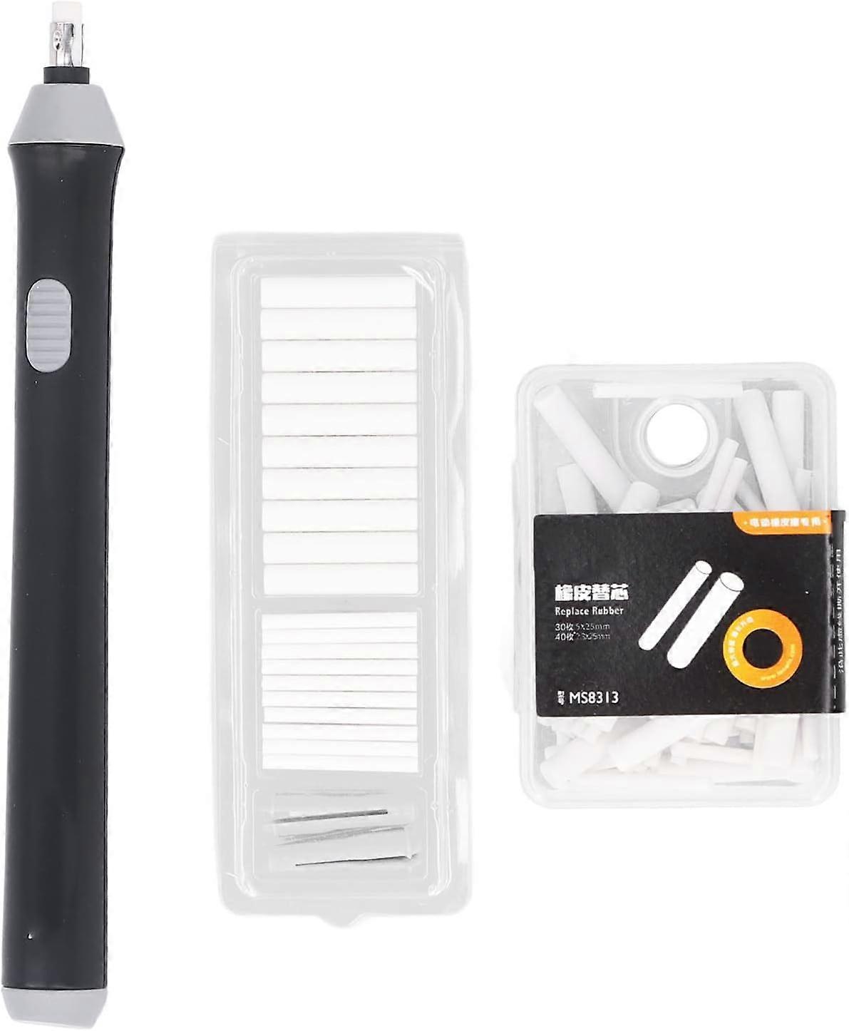 Battery Powered Electric Eraser, Adjustable Length for Thick and Thin Sketch Highlight, 2.3mm and 5mm Tips, Includes 70 Eraser Refills