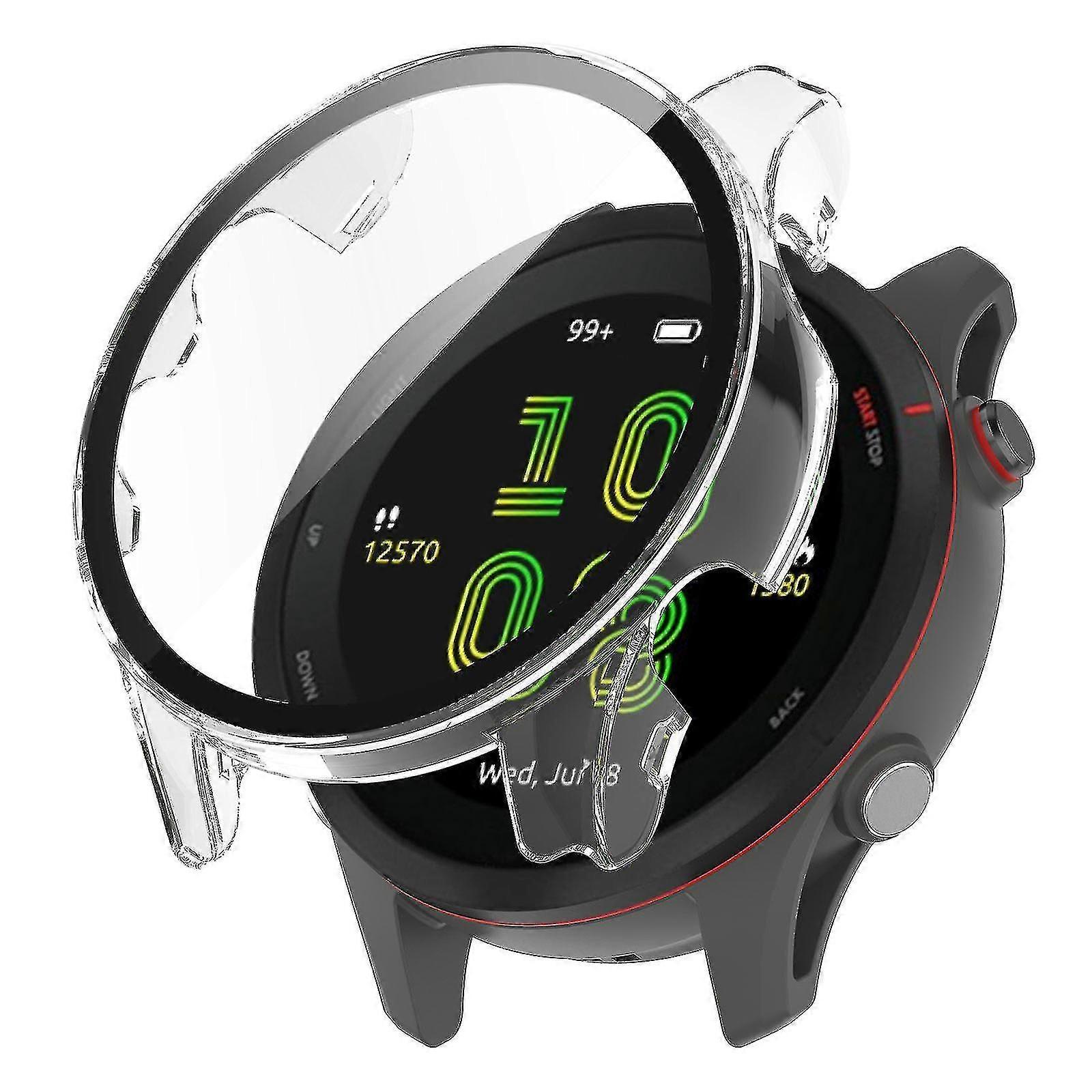For Garmin Forerunner 255 Anti-scratch Anti-fall Hard Pc Watch Case Protective Cover With Tempered Glass Screen Protector F